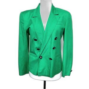 Vintage 80s Girl Boss Power Coat - Evan Picone Kelly Green Blazer - Women Size 4